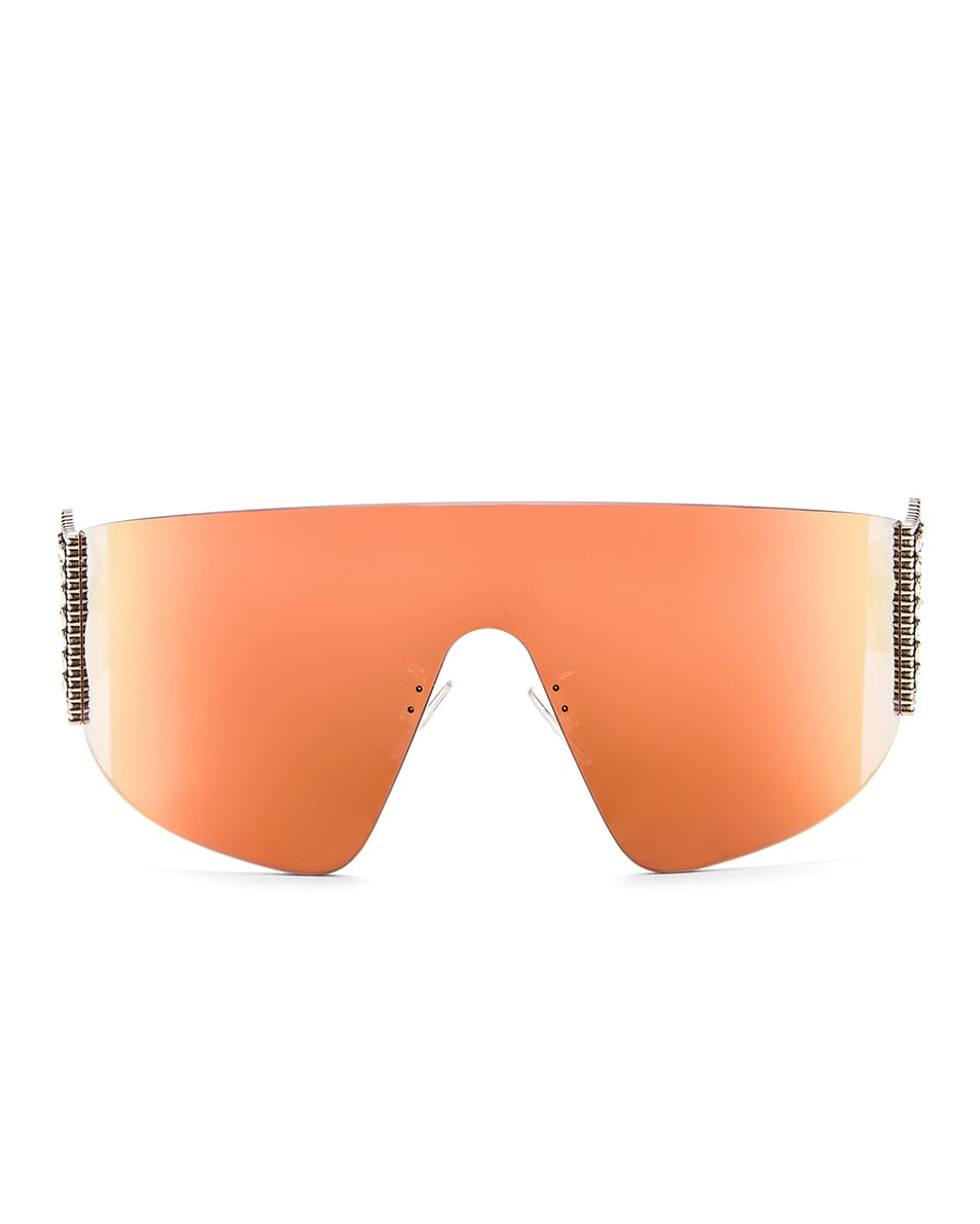 Image 1 of Fendi F Shield Sunglasses in Pink & Gray Rose Gold