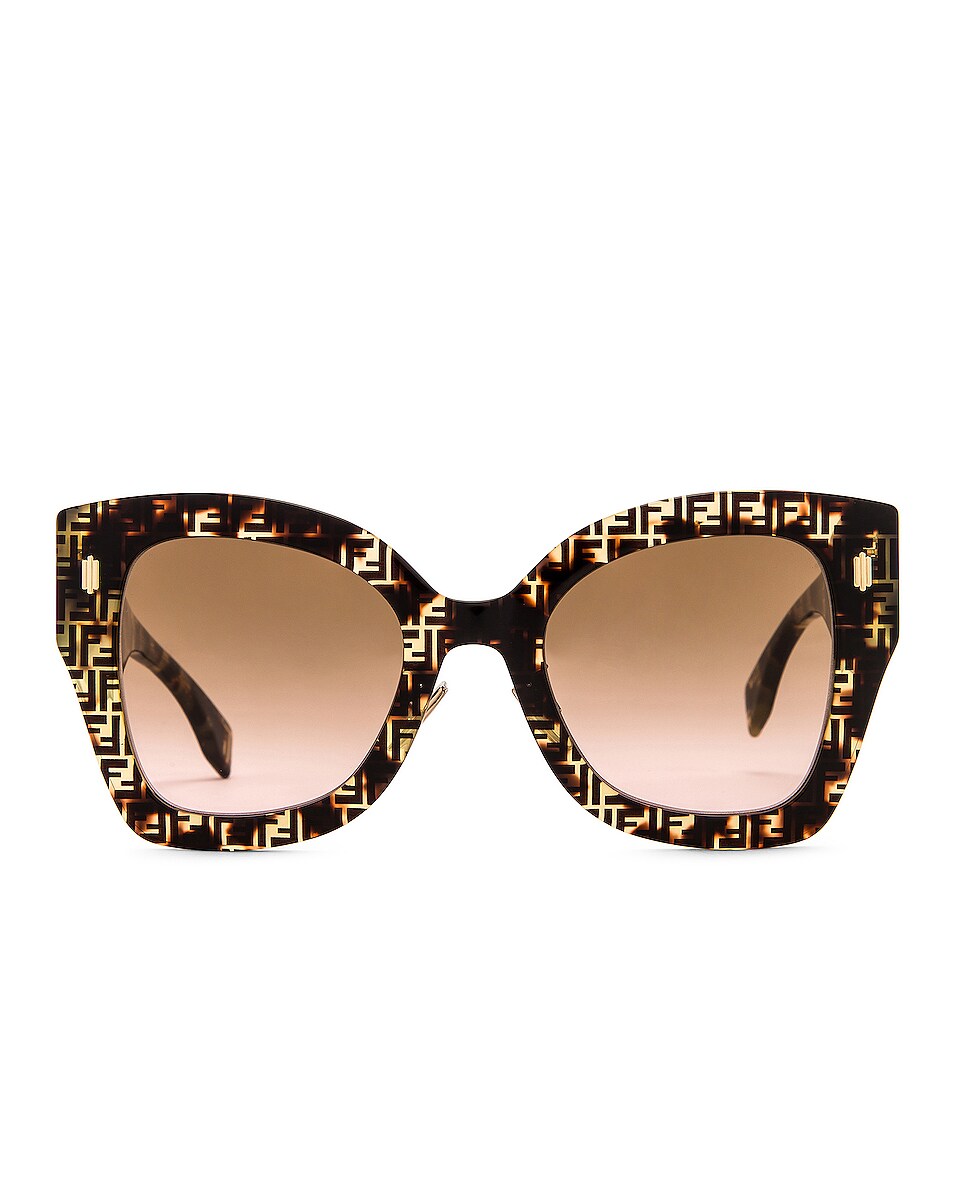 Image 1 of Fendi Acetate Logo Sunglasses in Havana & Brown Pink Gradient