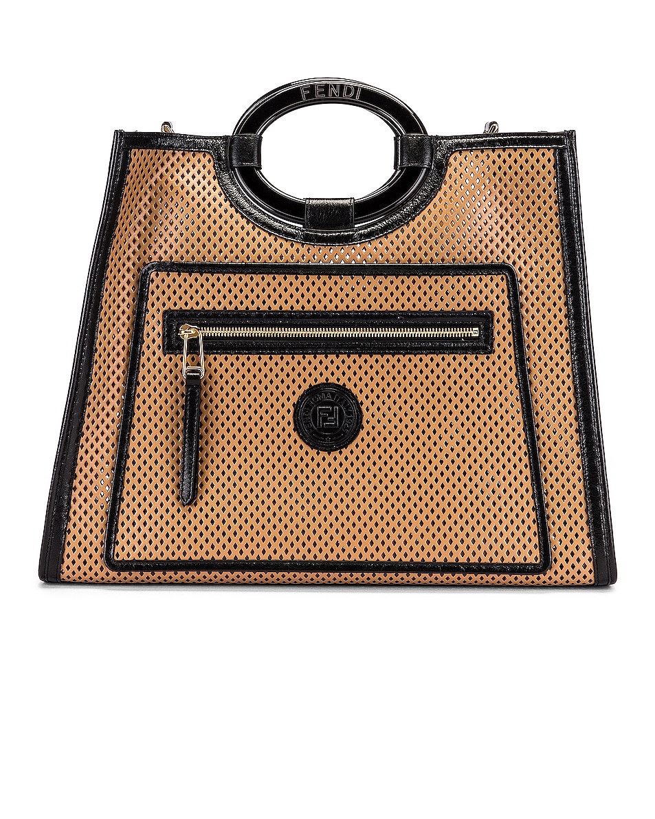 Image 1 of Fendi Medium Runaway Shopping Bag in Sand & Black