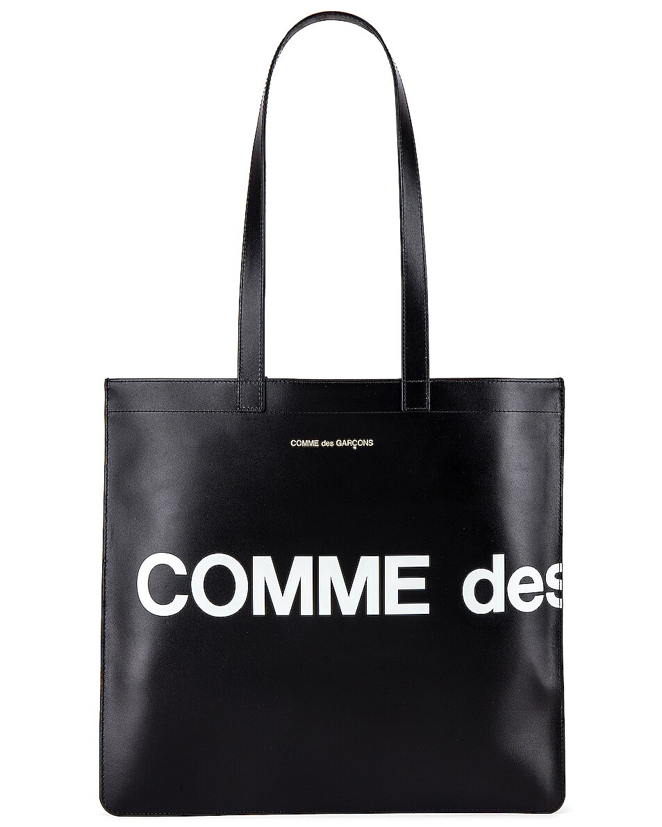 Image 1 of FWRD Renew Comme Des Garcons Huge Logo Tote Bag in Black