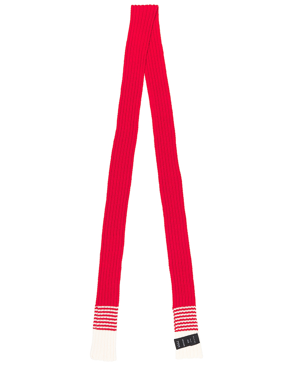 Image 1 of FWRD Renew Gucci Knit Scarf in Red