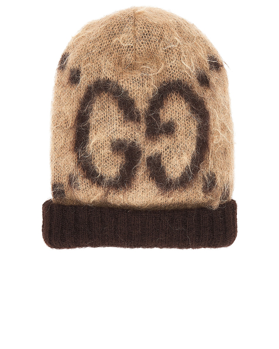 Image 1 of FWRD Renew Gucci GG Mohair Wool Hat in Beige