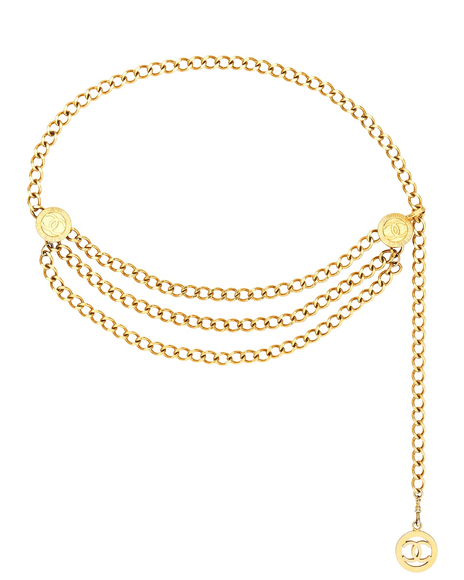 Image 1 of FWRD Renew Chanel Triple Chain Belt in Gold