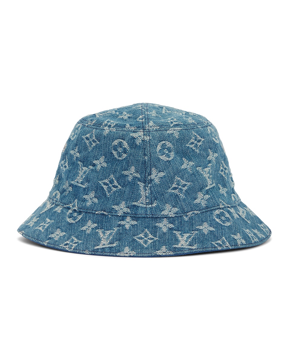 Image 1 of FWRD Renew Louis Vuitton Denim Bucket Hat in Blue