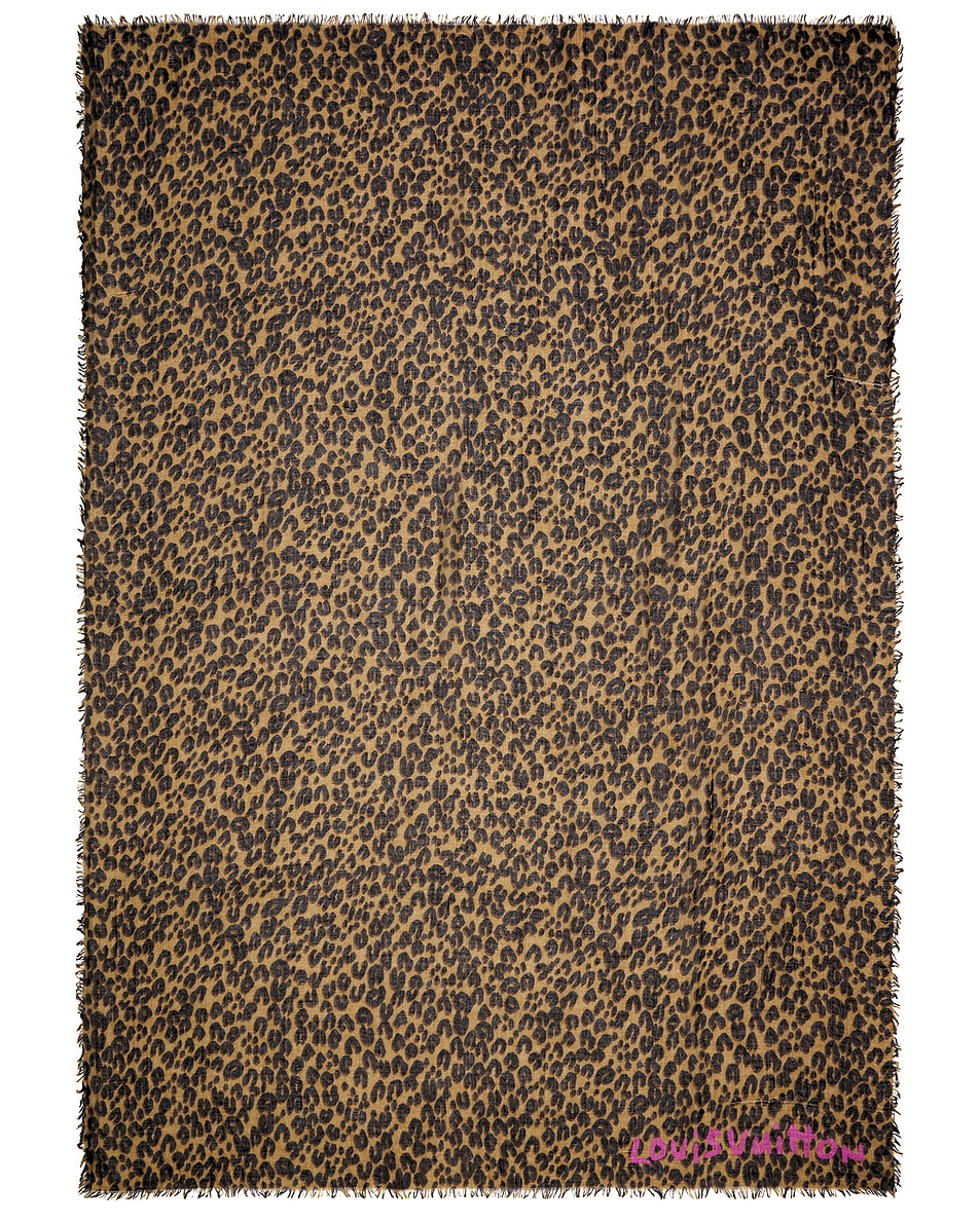 Image 1 of FWRD Renew Louis Vuitton Leopard Shawl in Brown