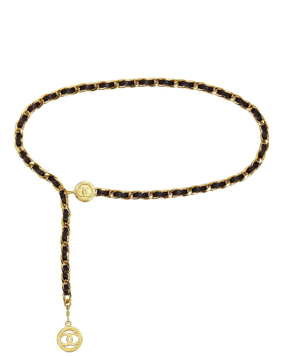 Image 1 of FWRD Renew Chanel Coco Mark Chain Leather Belt in Gold