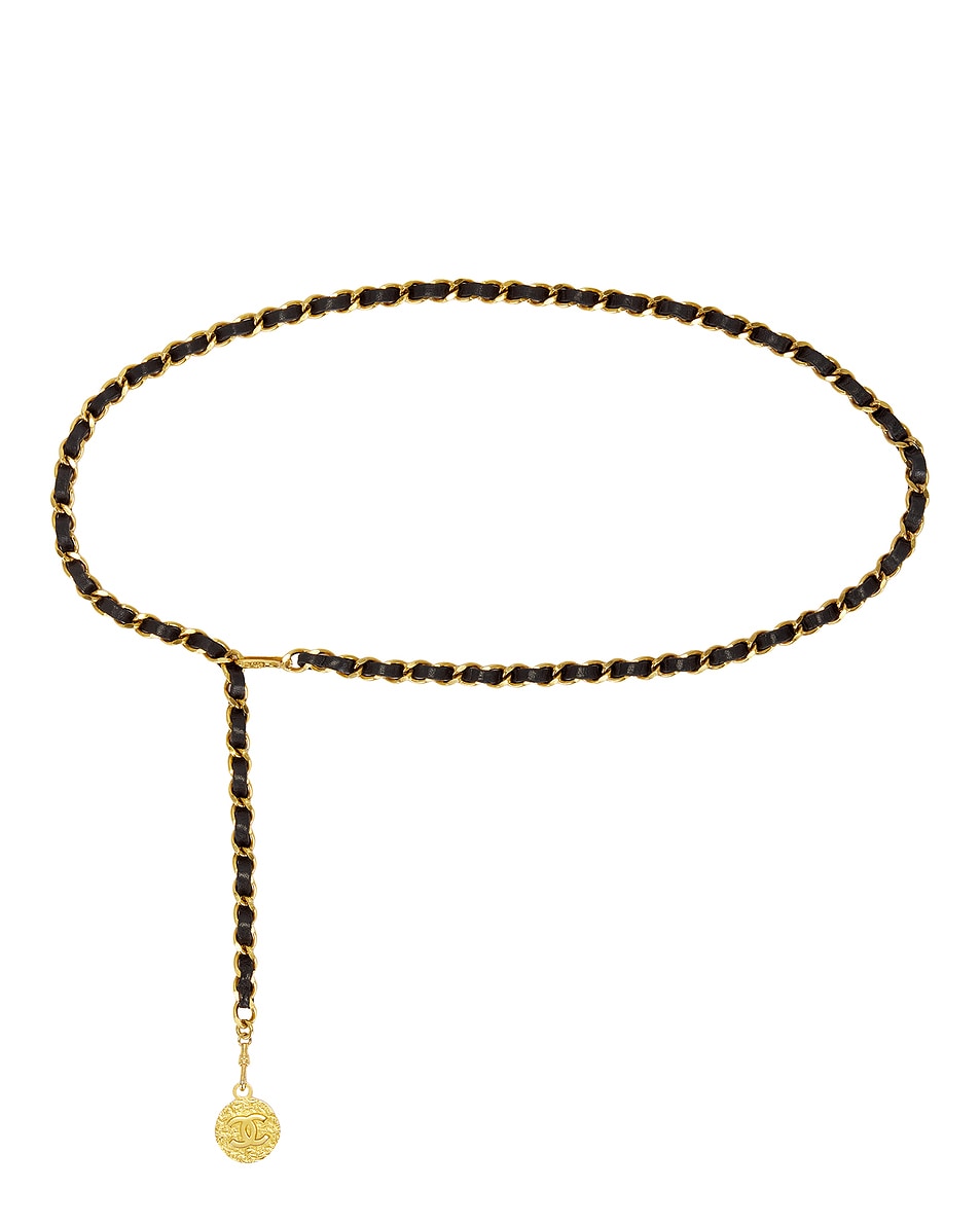 Image 1 of FWRD Renew Chanel Leather Chain Belt in Gold