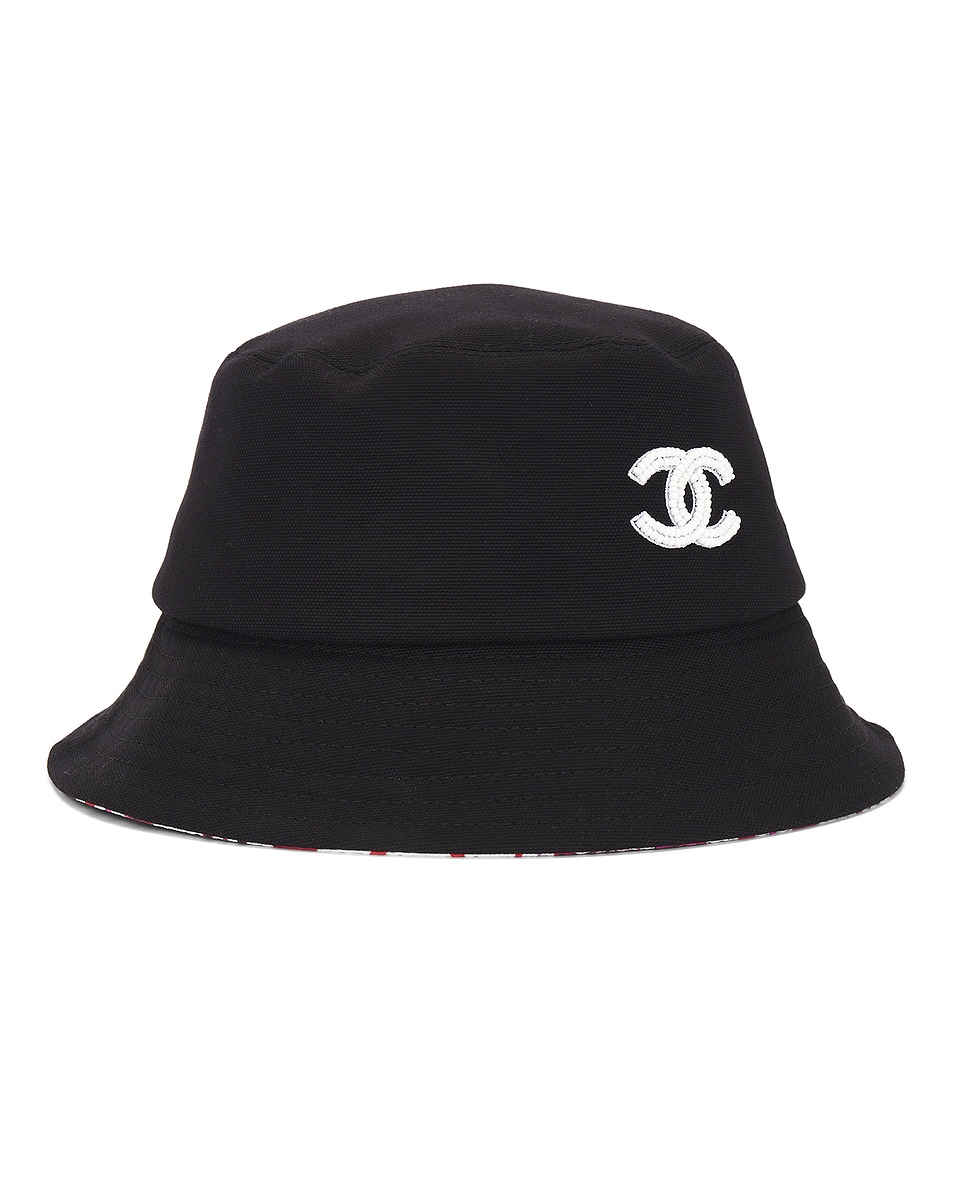 Image 1 of FWRD Renew Chanel CC Pearl Bucket Hat in Black