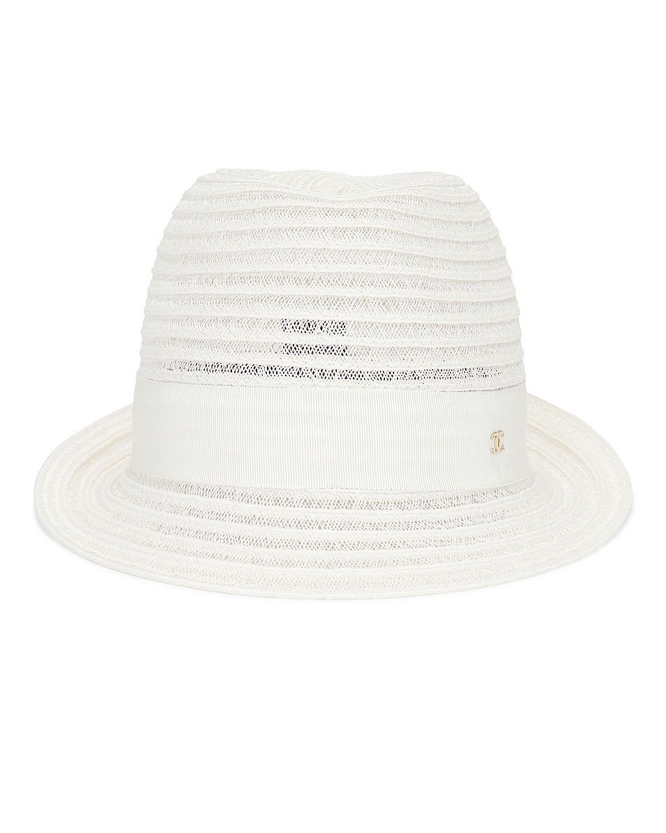 Image 1 of FWRD Renew Chanel Coco Mark Straw Hat in White