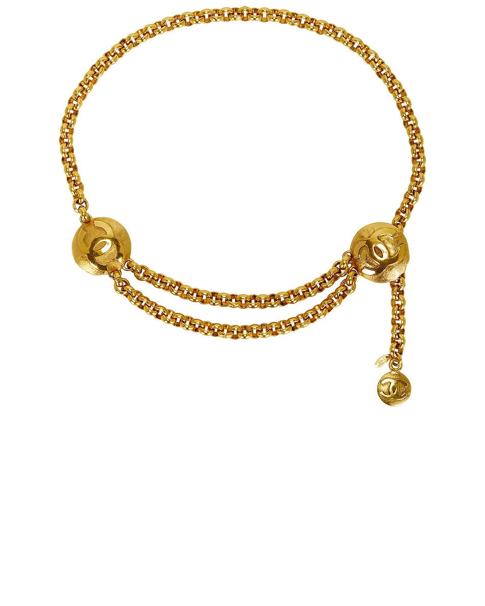 Image 1 of FWRD Renew Chanel Coco Mark Chain Belt in Gold