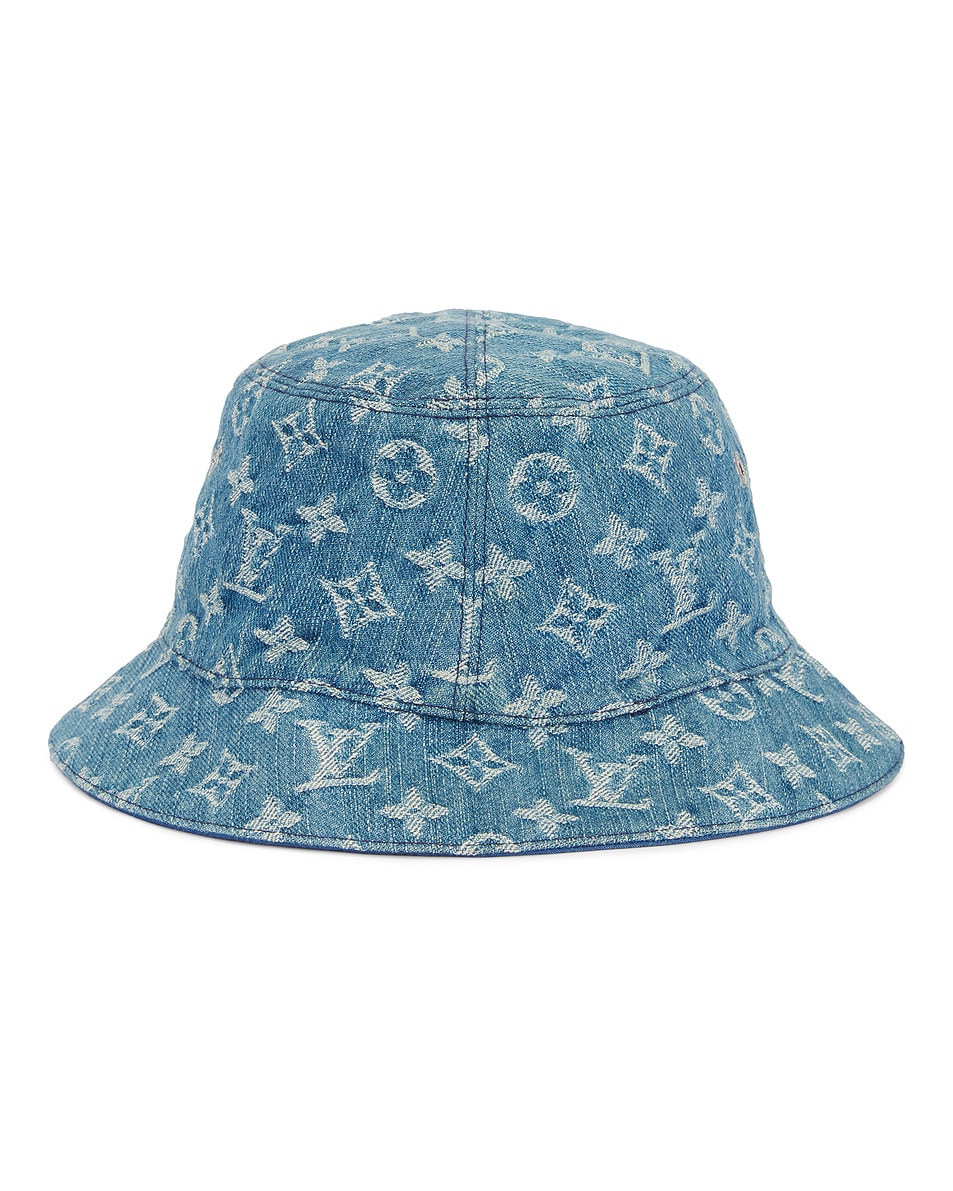 Image 1 of FWRD Renew Louis Vuitton Denim Monogram Bucket Hat in Blue