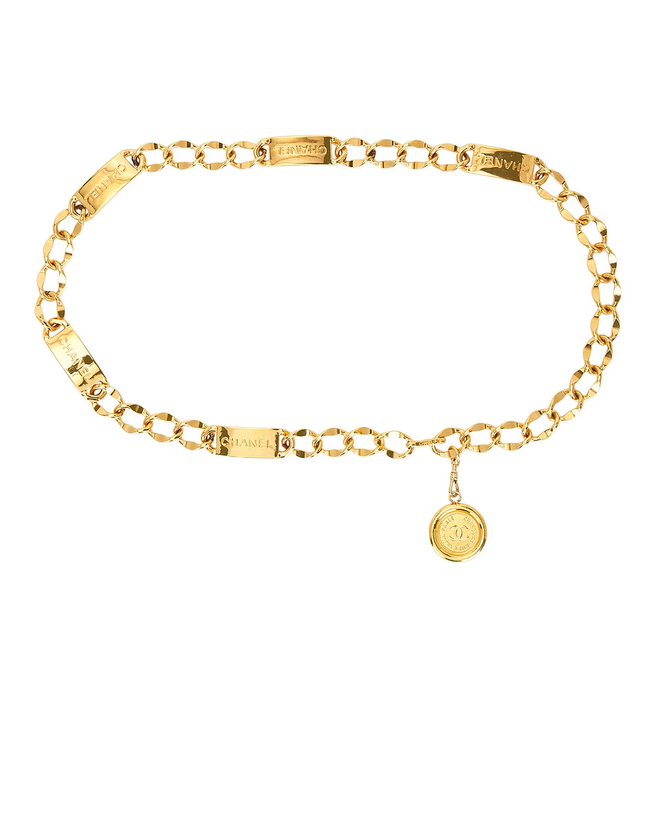 Image 1 of FWRD Renew Chanel Coco Mark Chain Belt in Gold