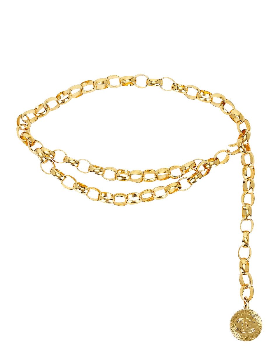 Image 1 of FWRD Renew Chanel Sunburst Double Chain Belt in Gold