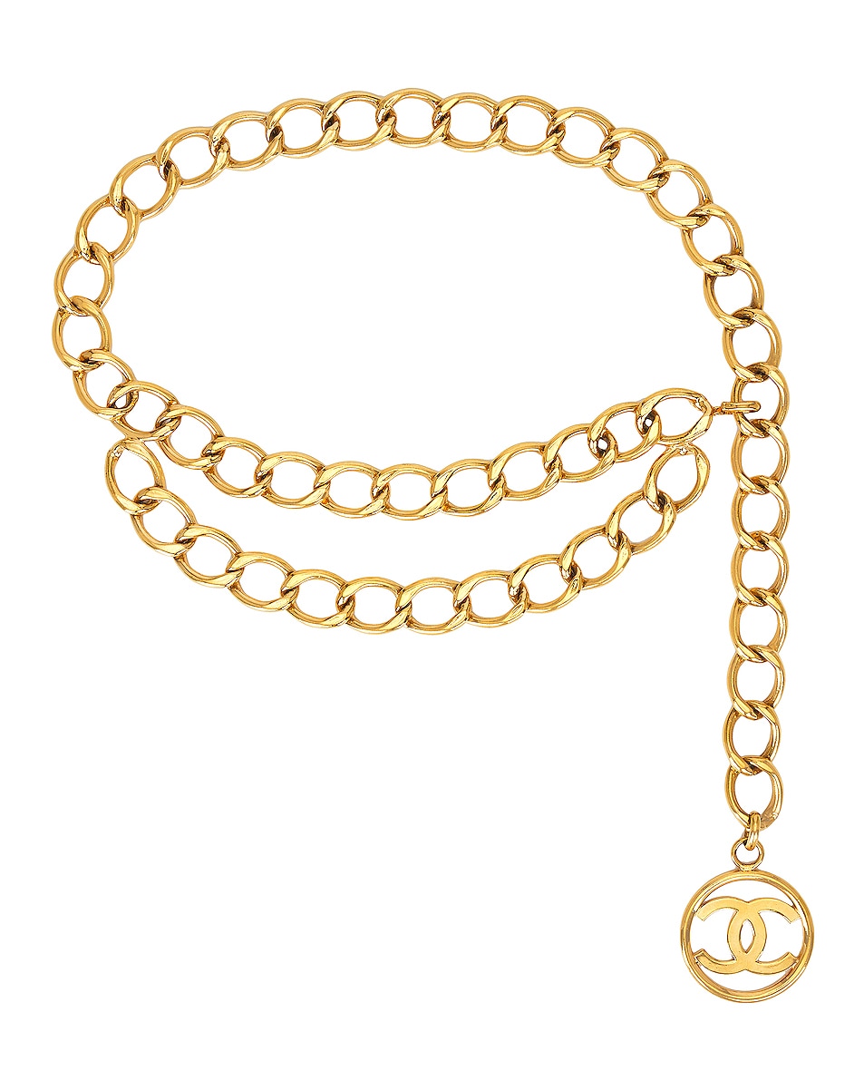 Image 1 of FWRD Renew Chanel Big Coco Mark Chain Belt in Gold