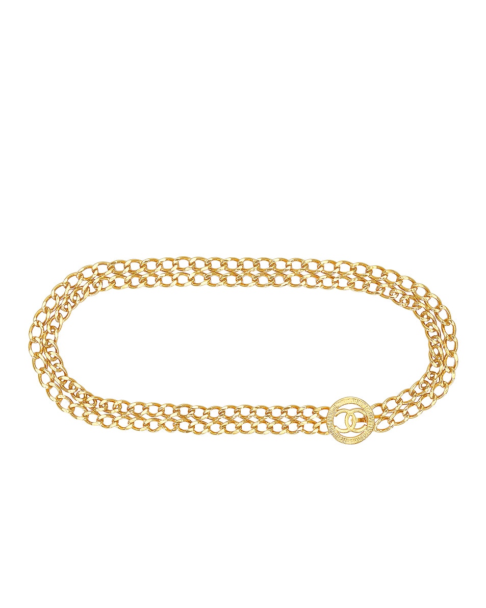 Image 1 of FWRD Renew Chanel Coco Chain Belt in Gold