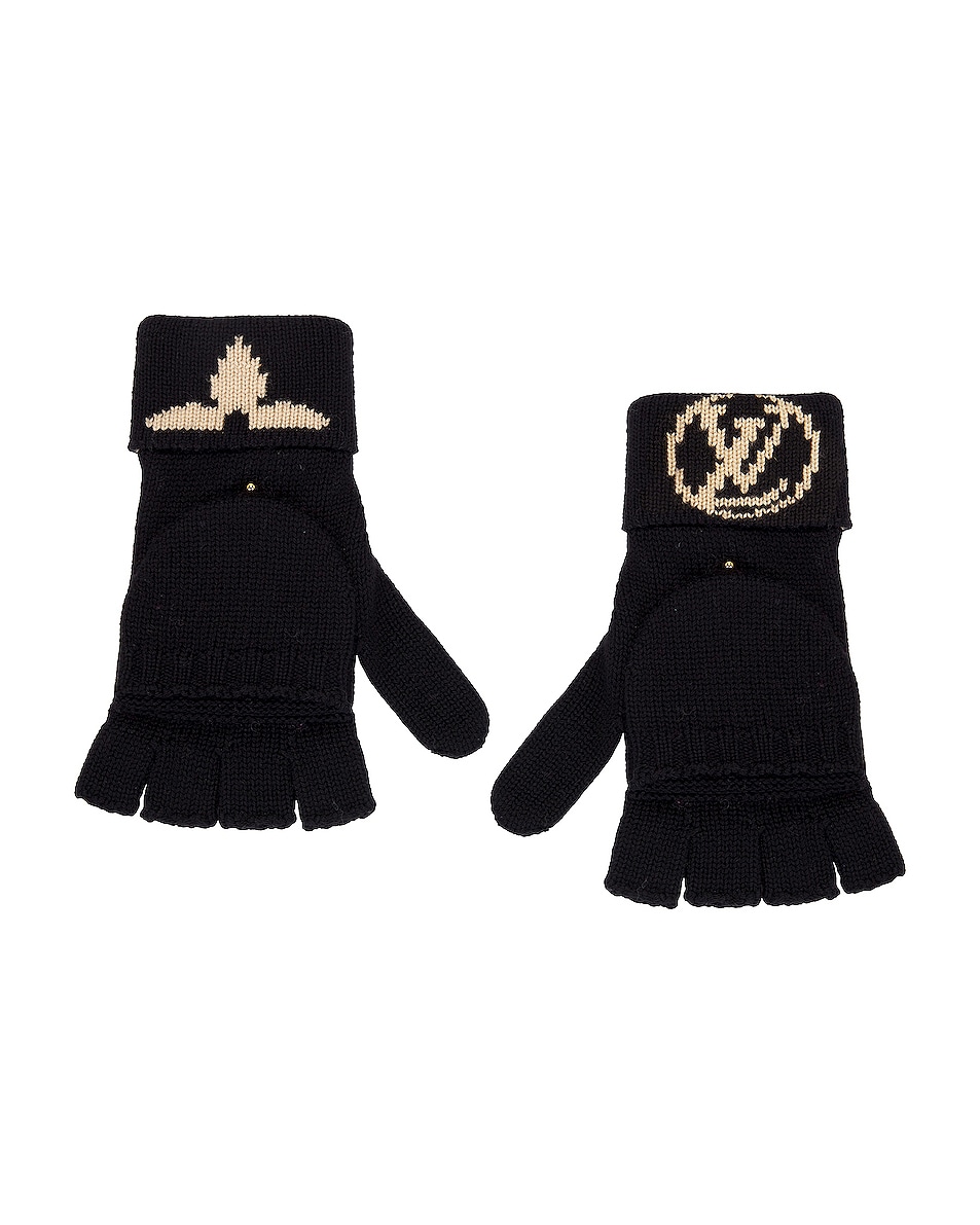 Image 1 of FWRD Renew Louis Vuitton Wool Gloves in Black