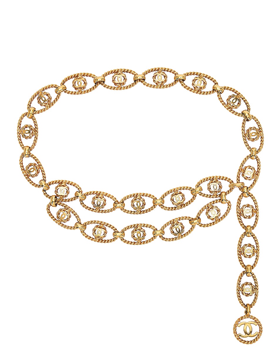 Image 1 of FWRD Renew Chanel Coco Mark Chain Belt in Gold