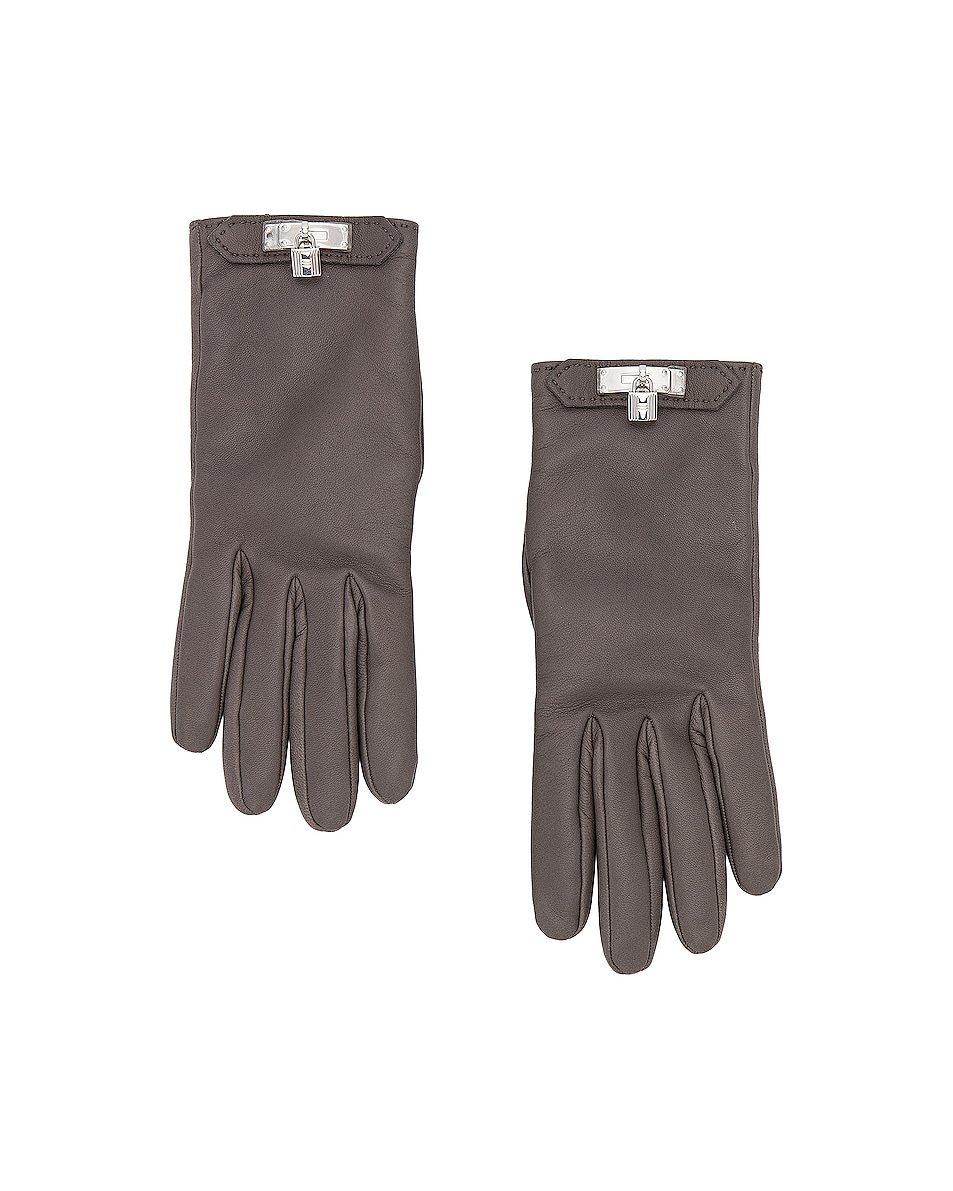 Image 1 of FWRD Renew Hermes Kelly Lambskin Gloves in Black