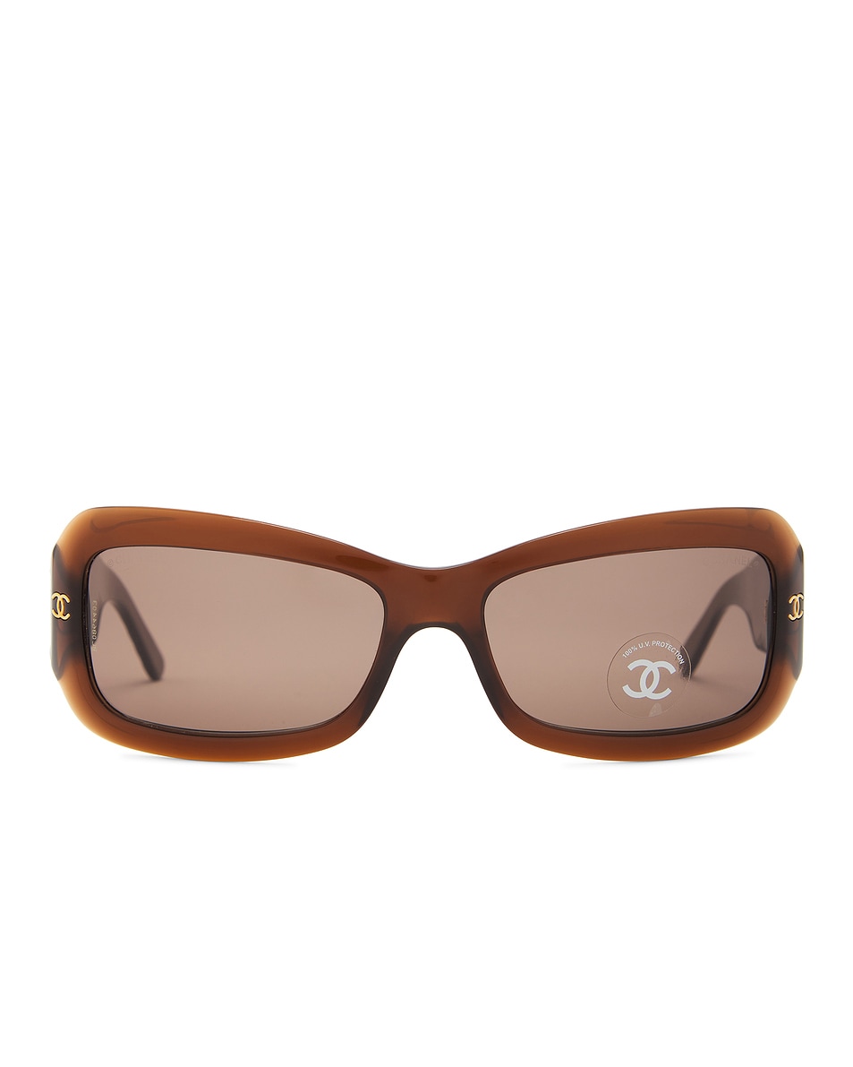 Image 1 of FWRD Renew Chanel Interlocking CC Square Sunglasses in Brown