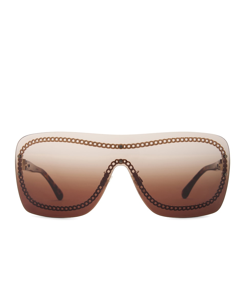 Image 1 of FWRD Renew Chanel Interlocking CC Logo Aviator Sunglasses in Brown