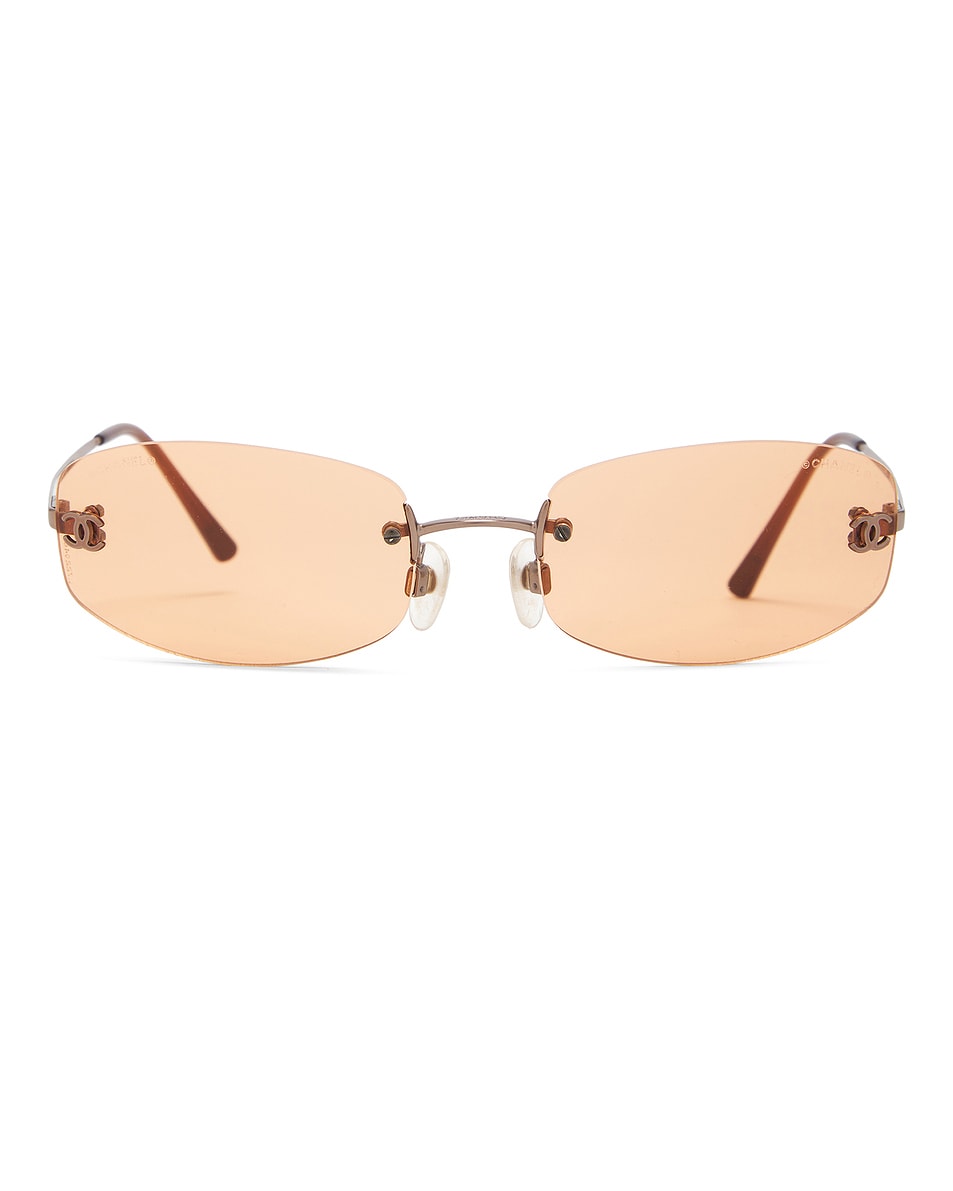 Image 1 of FWRD Renew Chanel Rimless Sunglasses in Amber