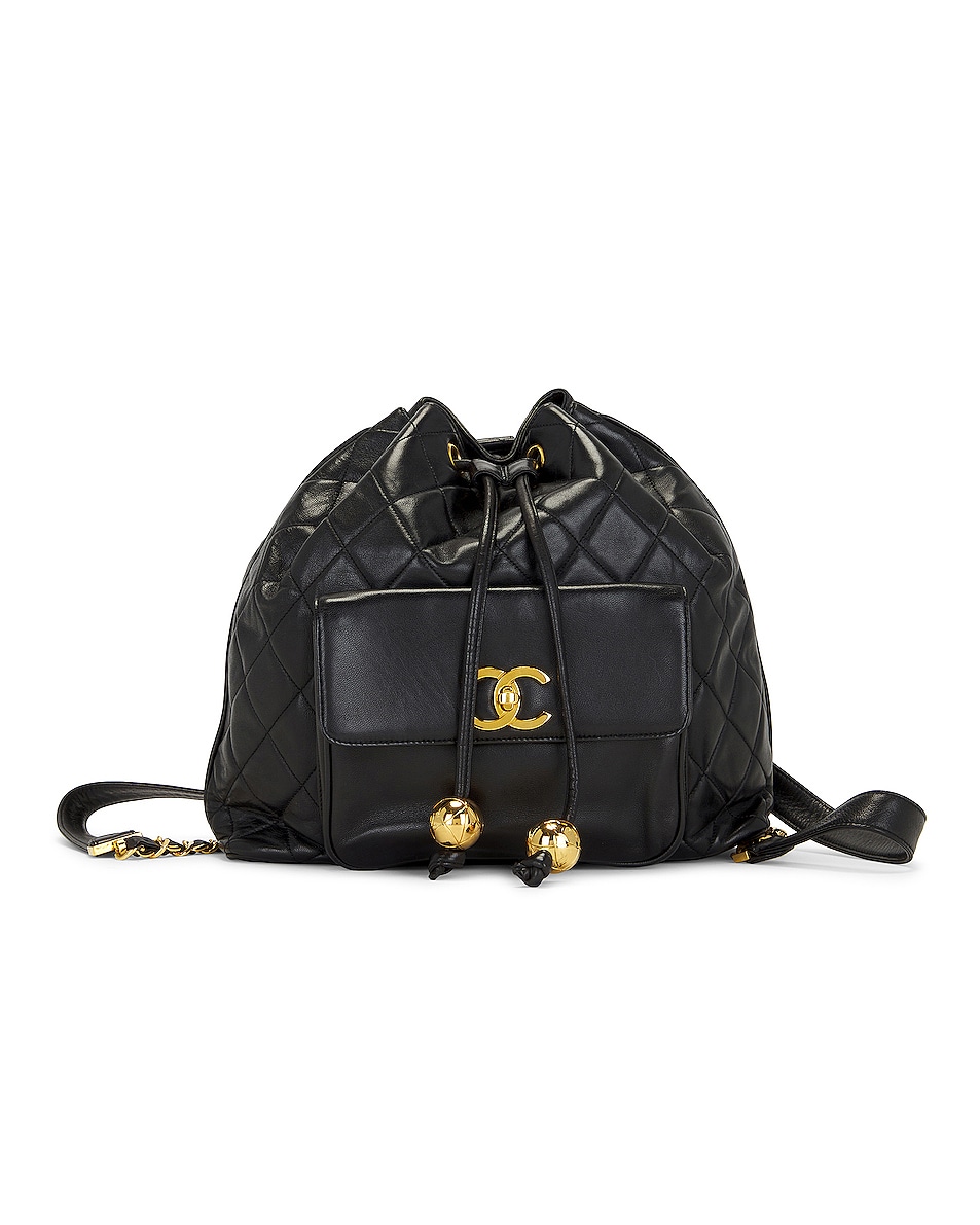 Image 1 of FWRD Renew Chanel Vintage Chain Ball Backpack in Black