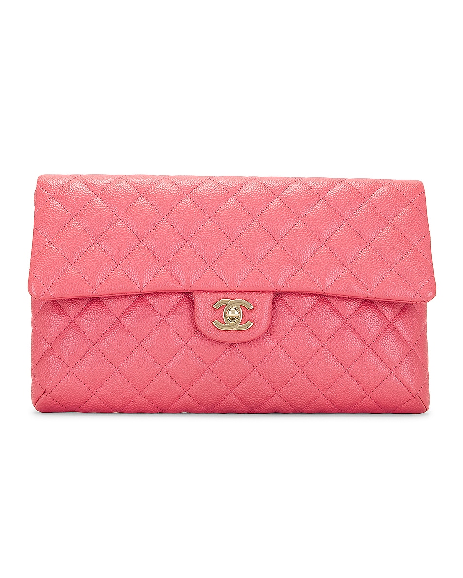 Image 1 of FWRD Renew Chanel Caviar Classic Flap Clutch in Pink