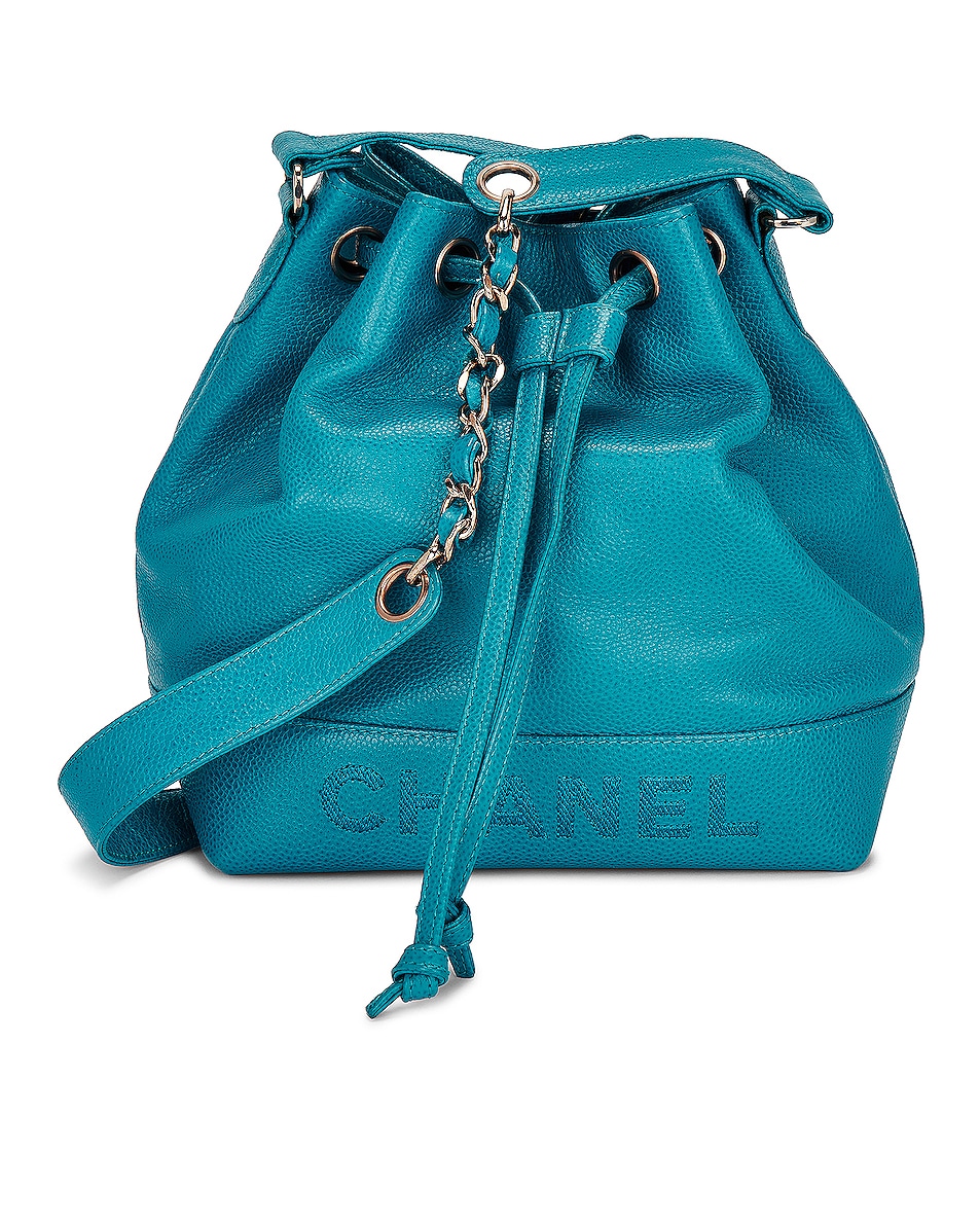 Image 1 of FWRD Renew Chanel Vintage Caviar Drawstring Bucket Bag in Blue
