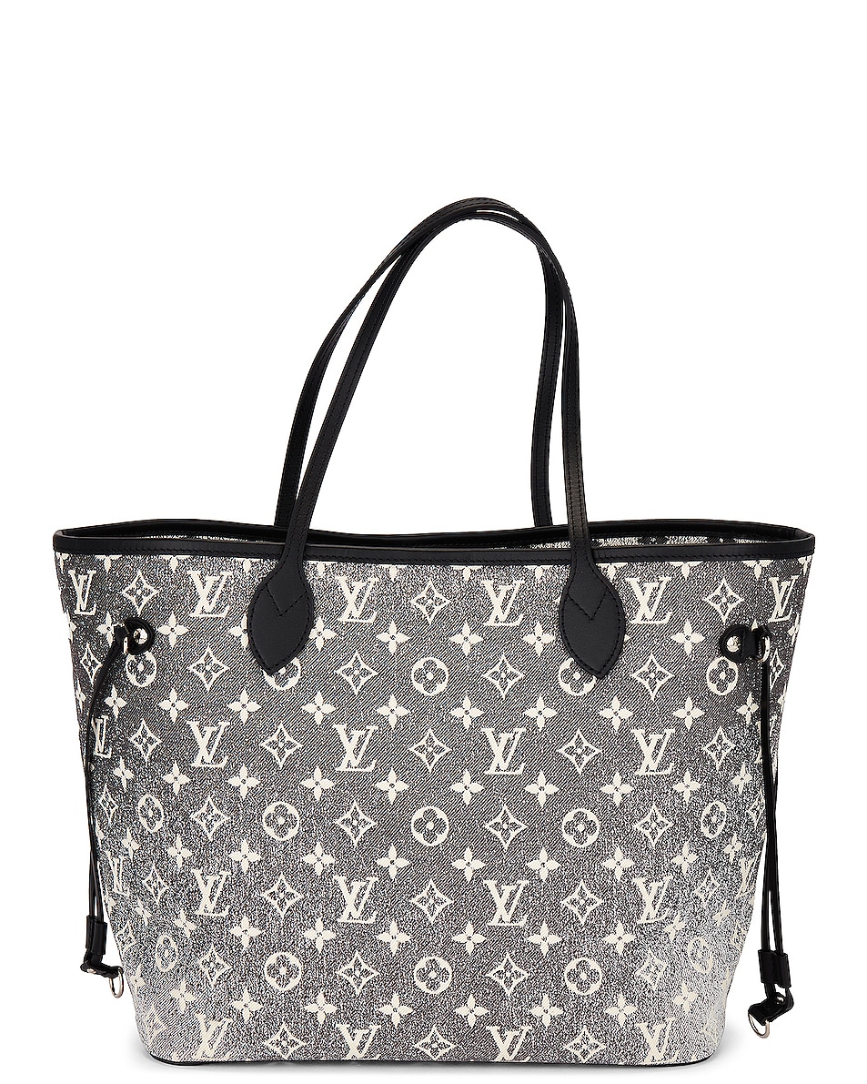 Image 1 of FWRD Renew Louis Vuitton Monogram Jacquard Denim Neverfull MM Tote Bag in Grey