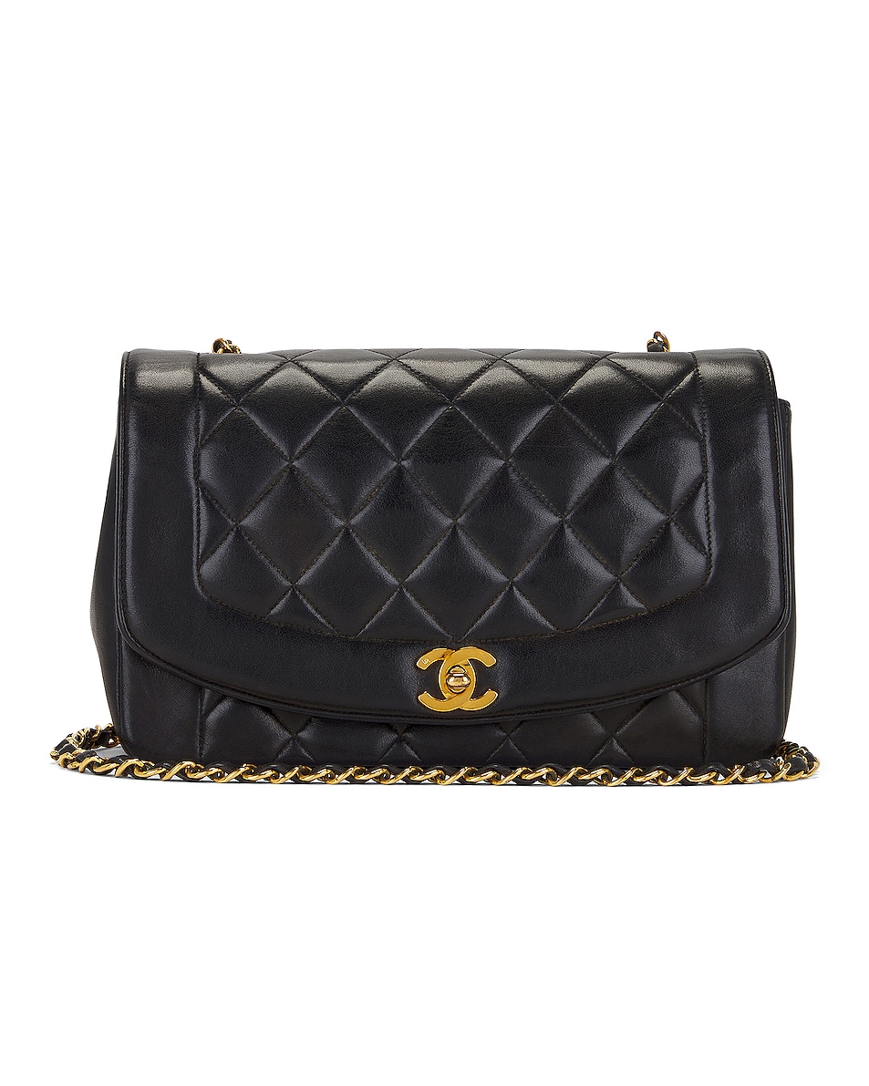 Image 1 of FWRD Renew Chanel Medium Quilted Diana Flap Bag in Black