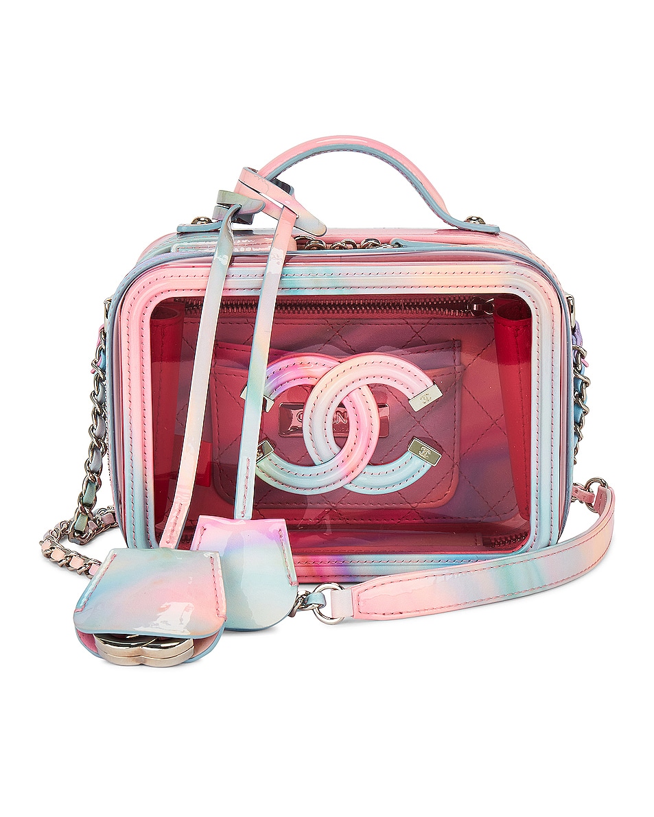 Image 1 of FWRD Renew Chanel 2020 Small Filigree PVC Vanity Bag in Pink