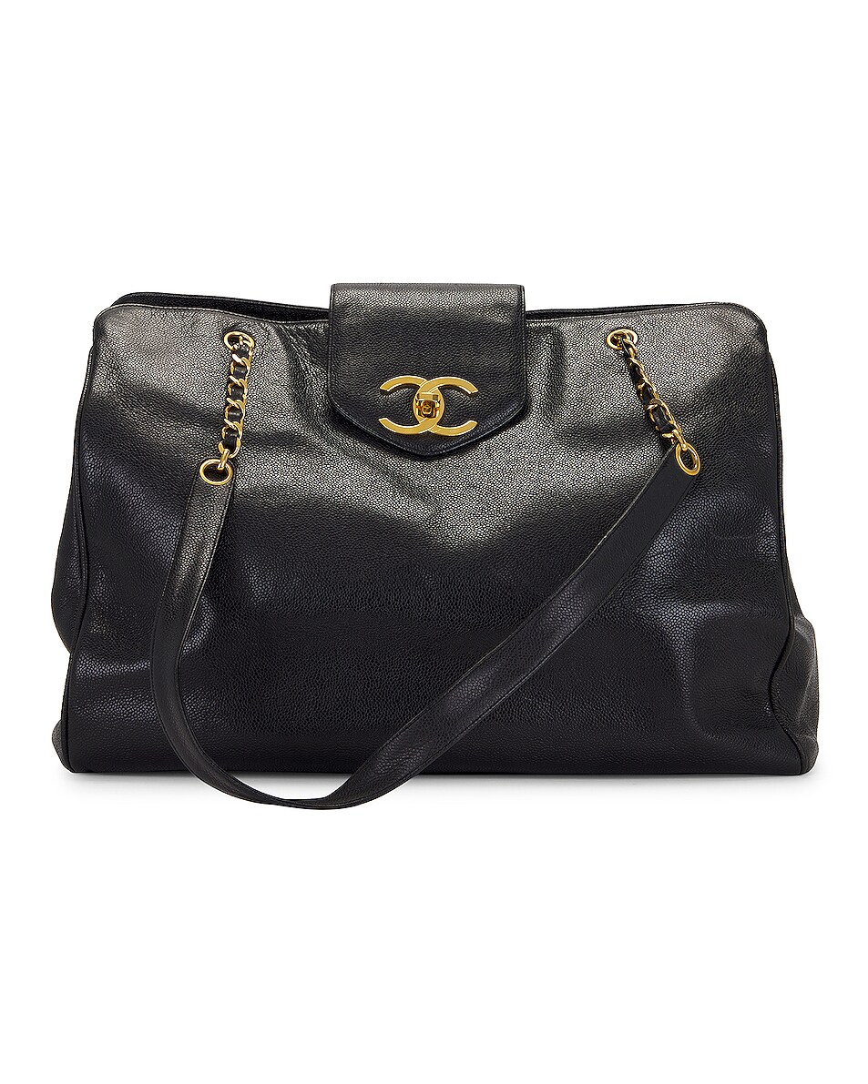 Image 1 of FWRD Renew Chanel Caviar Supermodel Tote Bag in Black