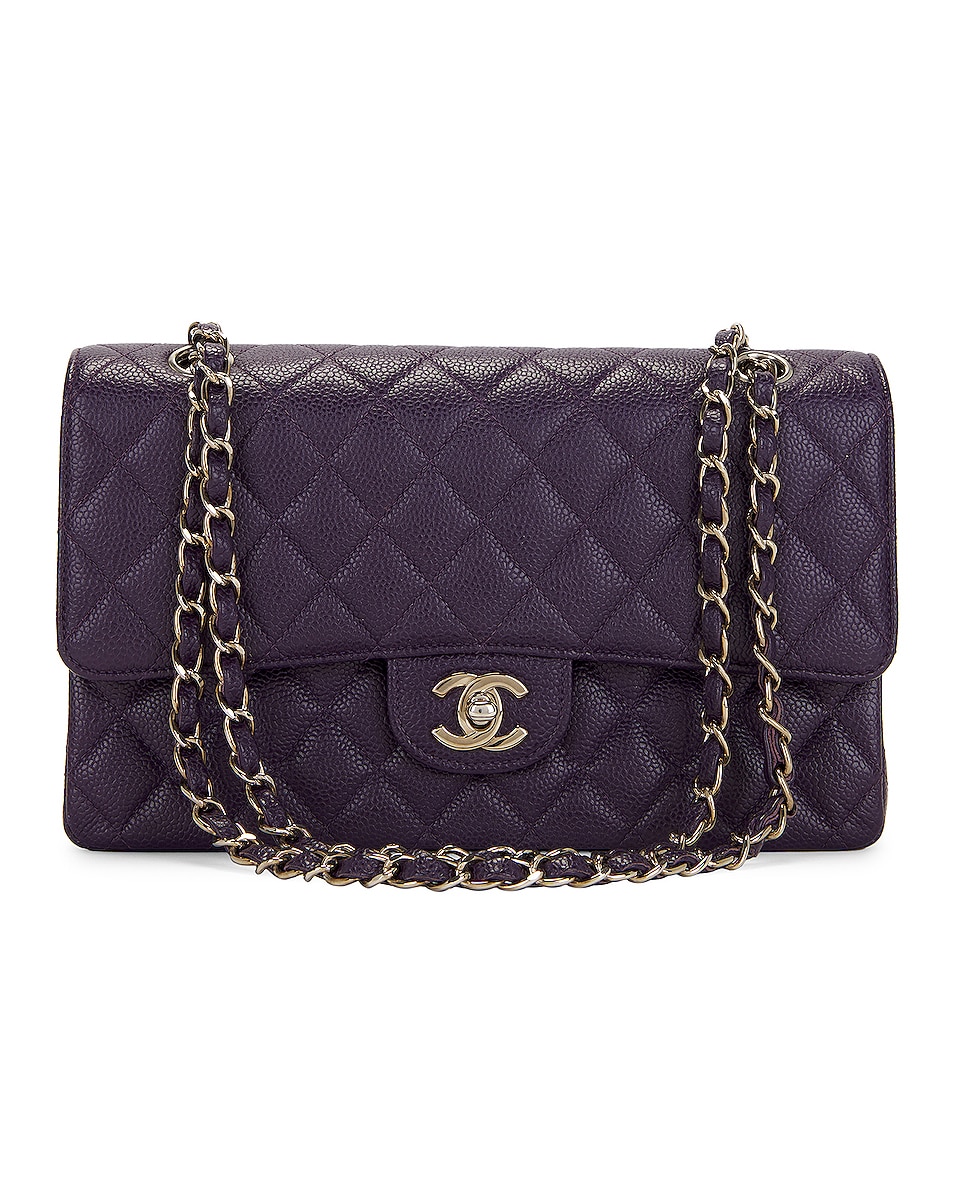 Image 1 of FWRD Renew Chanel Medium Caviar Classic Double Flap Shoulder Bag in Purple