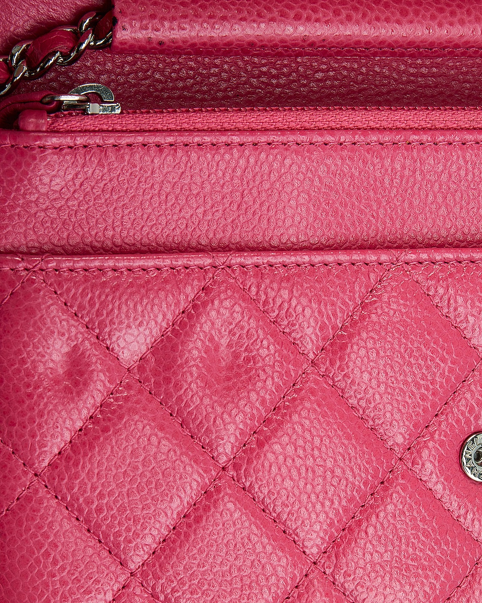 FWRD Renew Chanel Matelasse Caviar Classic Chain Wallet Bag in Pink | FWRD