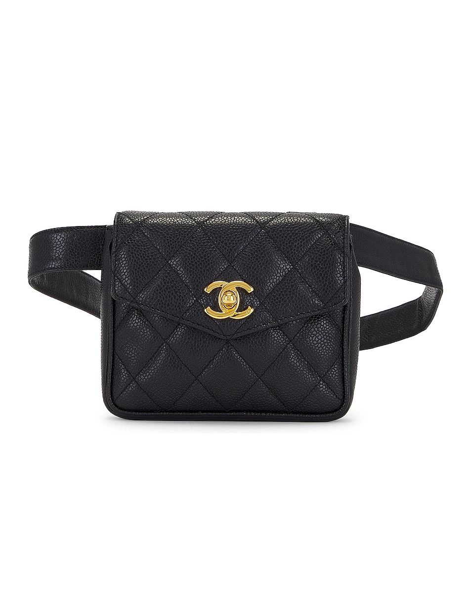 Image 1 of FWRD Renew Chanel Matelasse Waist Bag in Black