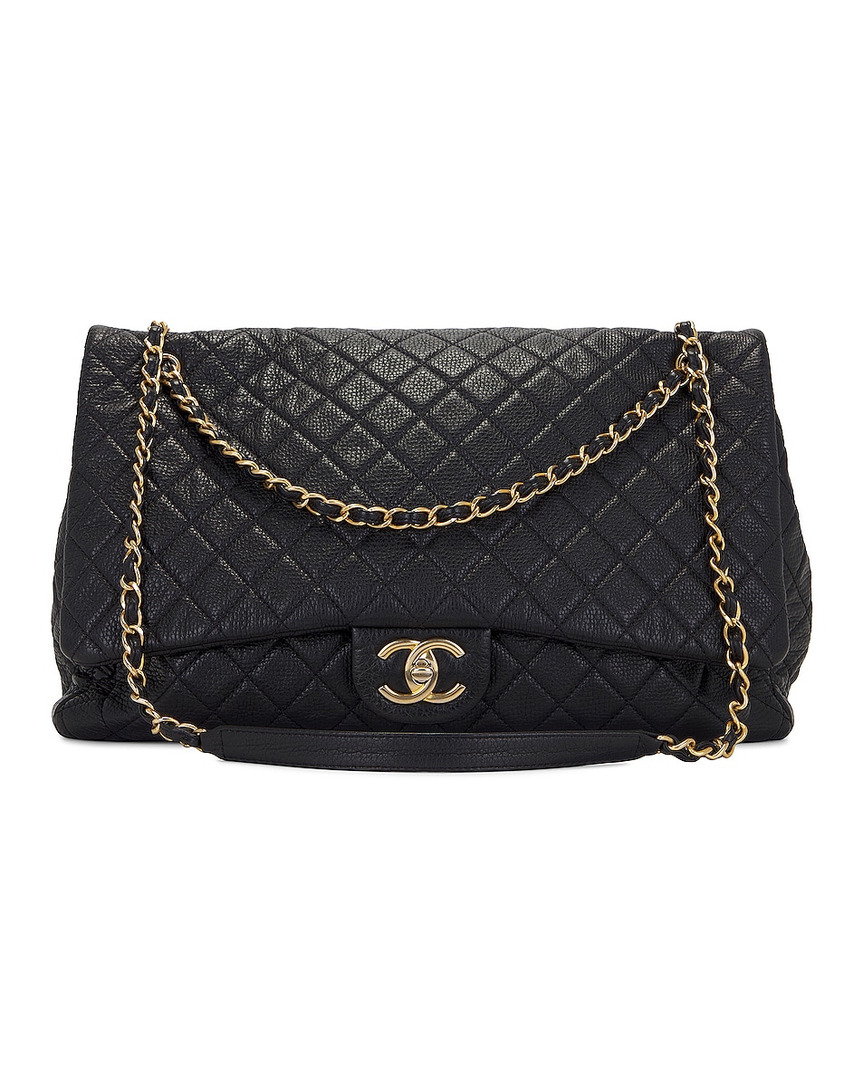 Image 1 of FWRD Renew Chanel Quilted Calfskin XXL Travel Flap Bag in Black