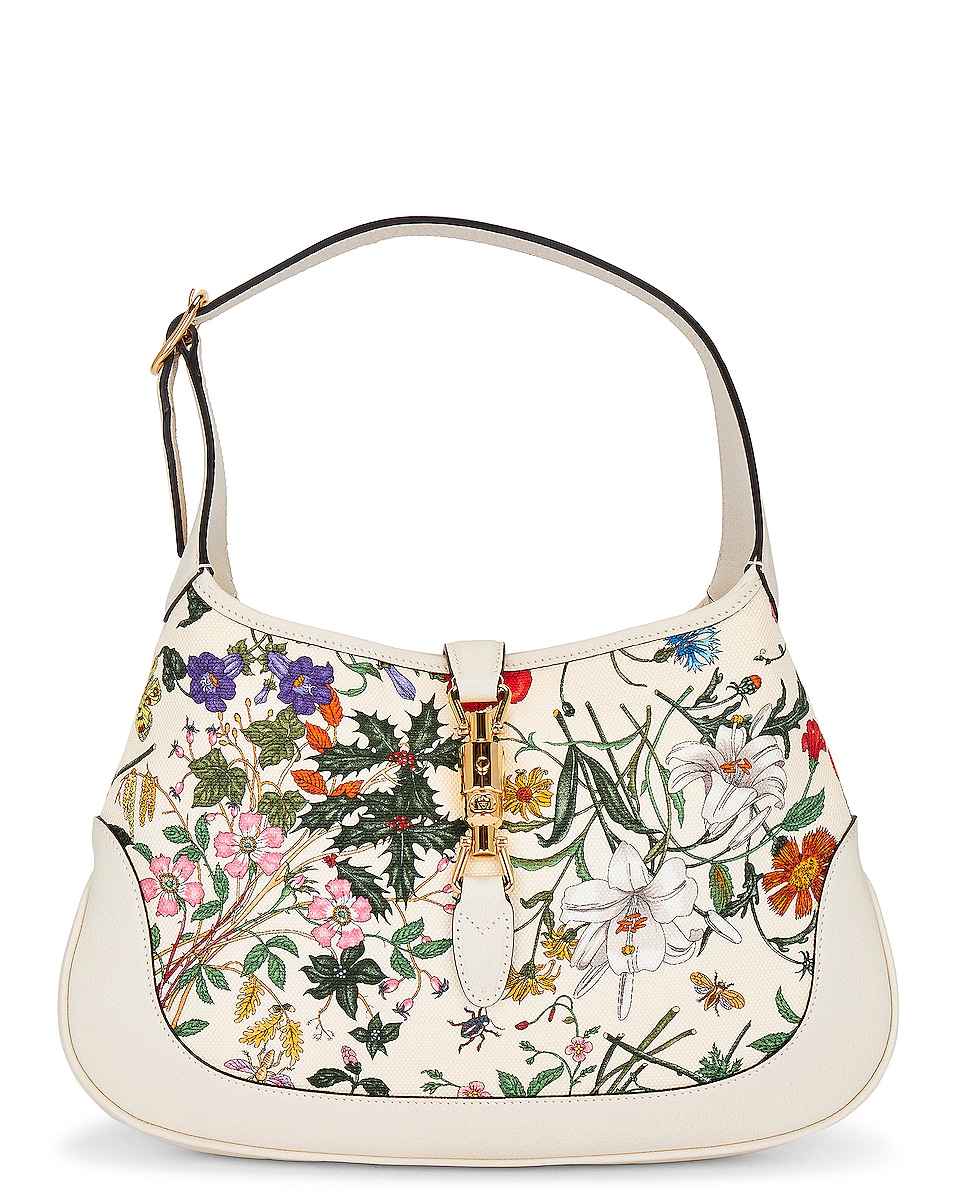 FWRD Renew Gucci Flora Jackie Shoulder Bag in Ivory | FWRD