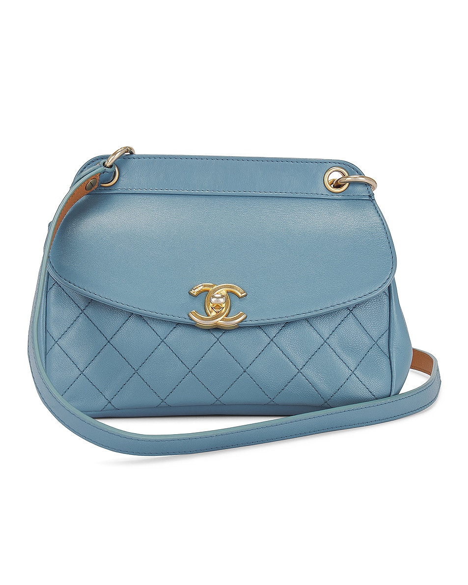 Image 1 of FWRD Renew Chanel Quilted Chain Shoulder Bag in Blue