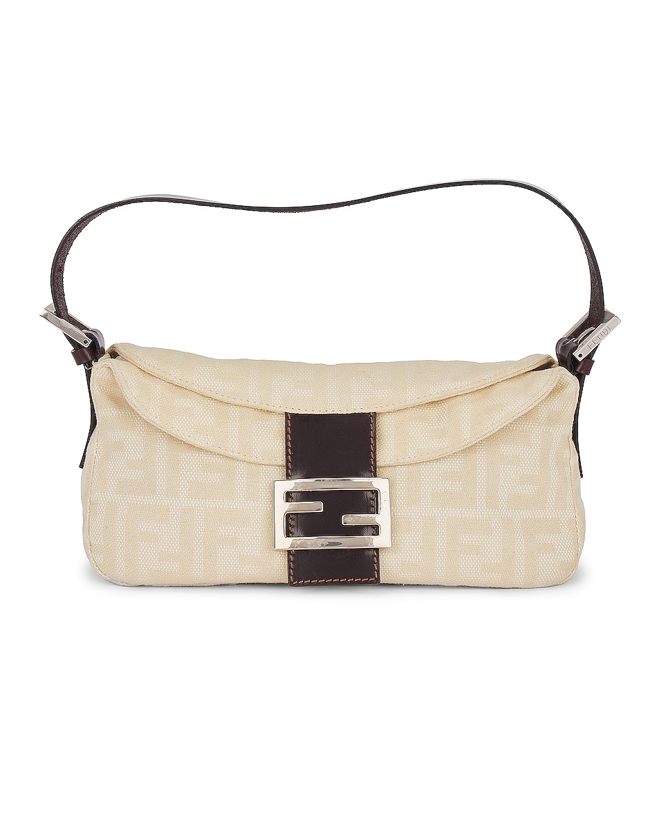 Image 1 of FWRD Renew Fendi Zucca Mama Baguette Shoulder Bag in Beige