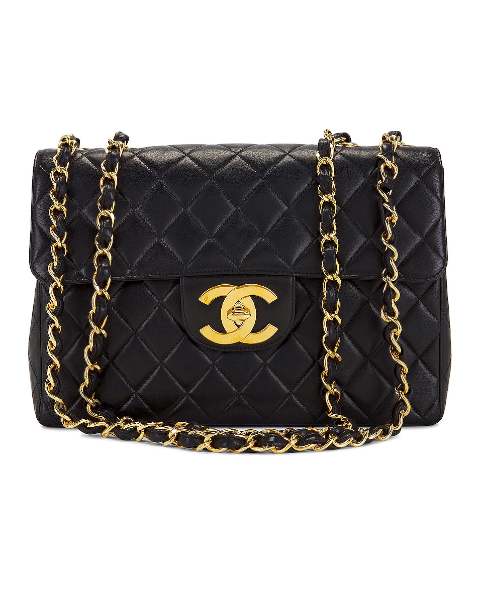Image 1 of FWRD Renew Chanel Jumbo XL Quilted Turnlock Half Flap Shoulder Bag in Black