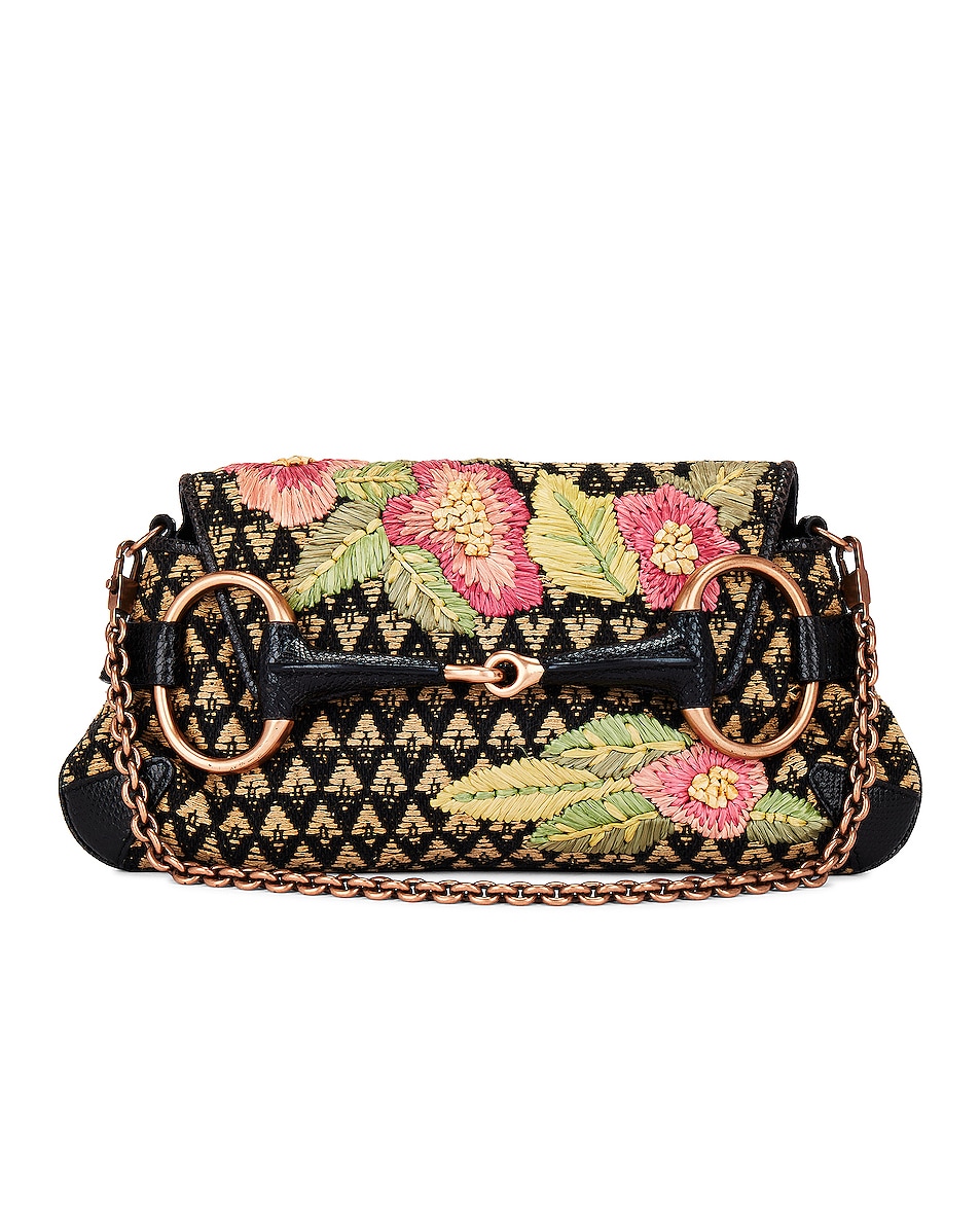 Image 1 of FWRD Renew Gucci Floral Soho Horsebit Chain Clutch Bag in Multi
