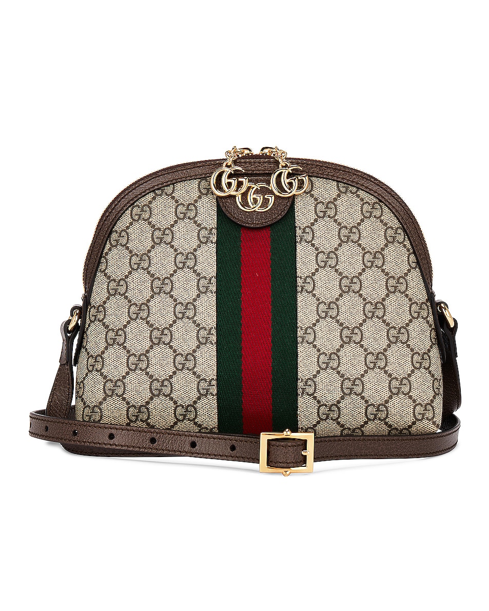 Image 1 of FWRD Renew Gucci GG Supreme Ophidia Shoulder Bag in Beige