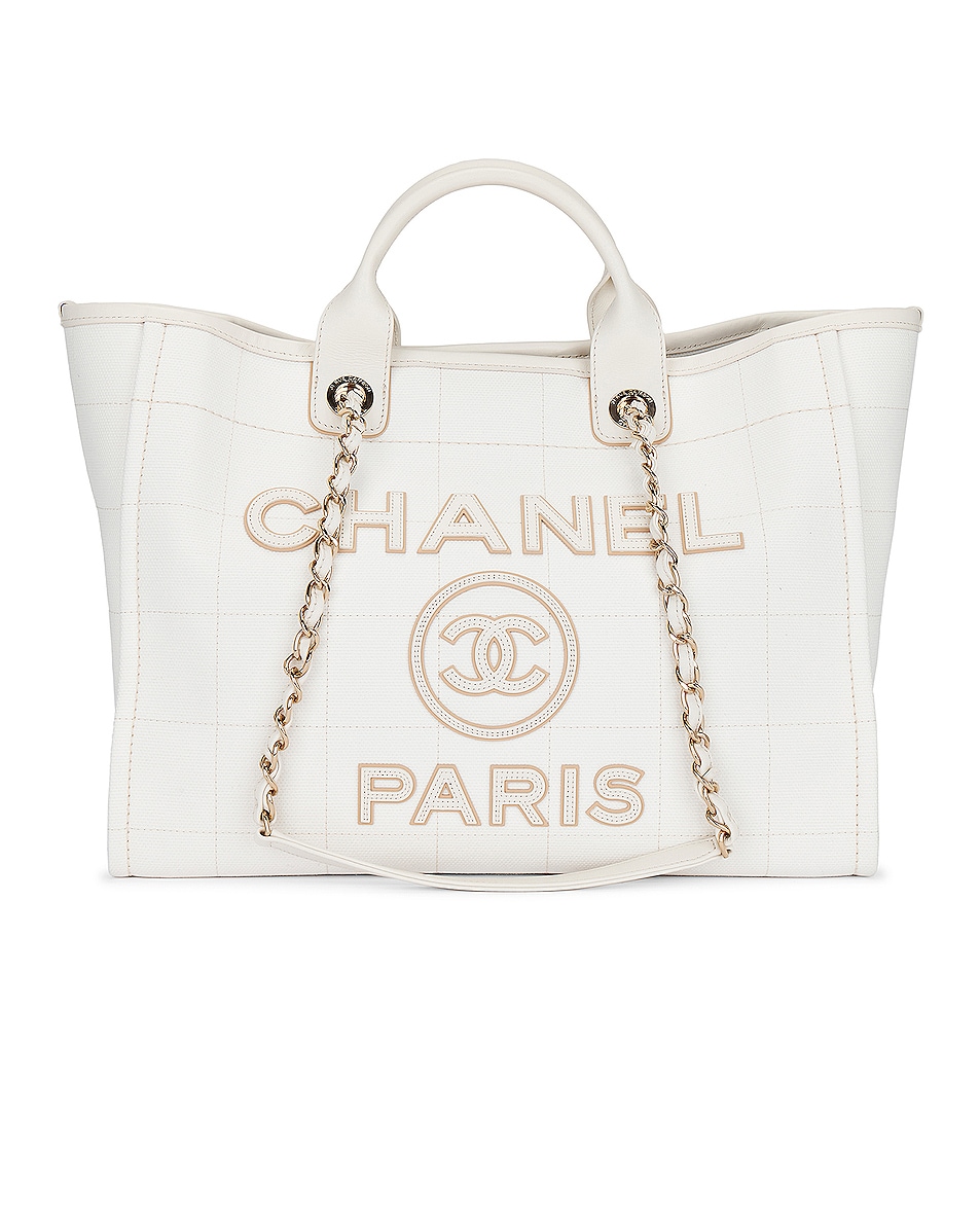 Image 1 of FWRD Renew Chanel Deauville GM Chain Tote Bag in White