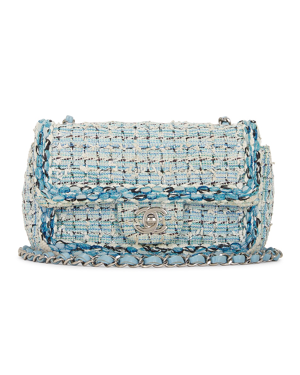 Image 1 of FWRD Renew Chanel Tweed Chain Shoulder Bag in Blue