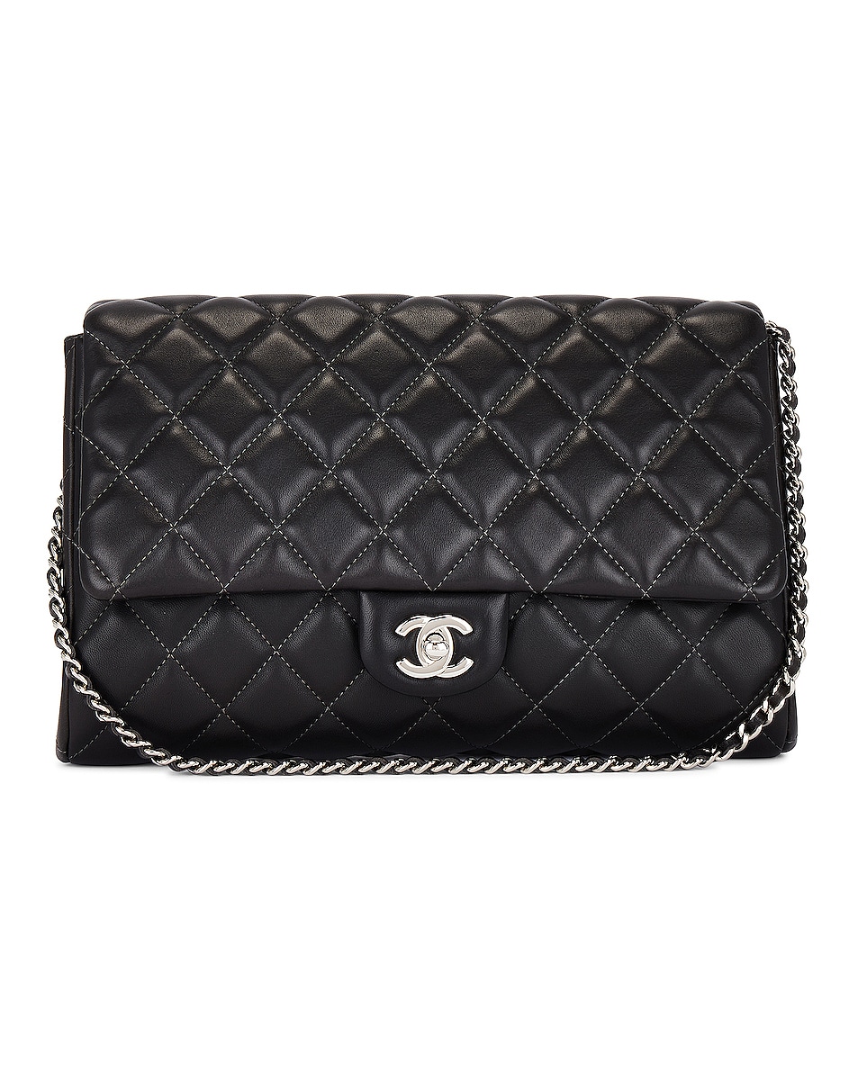 Image 1 of FWRD Renew Chanel Lambskin Quilted Flap Chain Shoulder Bag in Gray