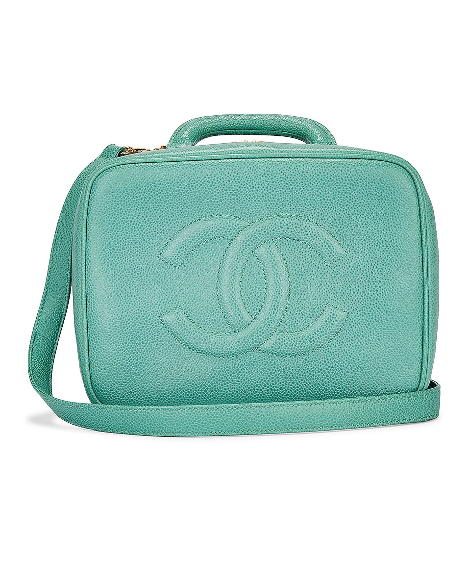 Image 1 of FWRD Renew Chanel Caviar Timeless CC 2Way Vanity Bag in Turquoise