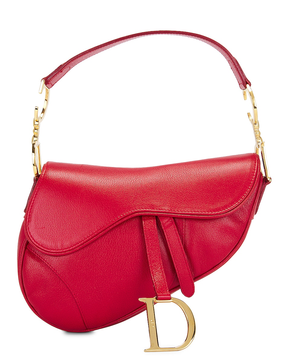 Image 1 of FWRD Renew Dior Saddle Bag in Red