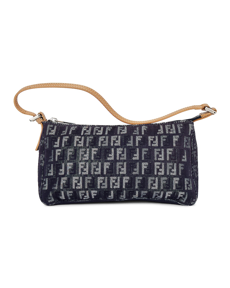 Image 1 of FWRD Renew Fendi Zucchino Pochette Bag in Black