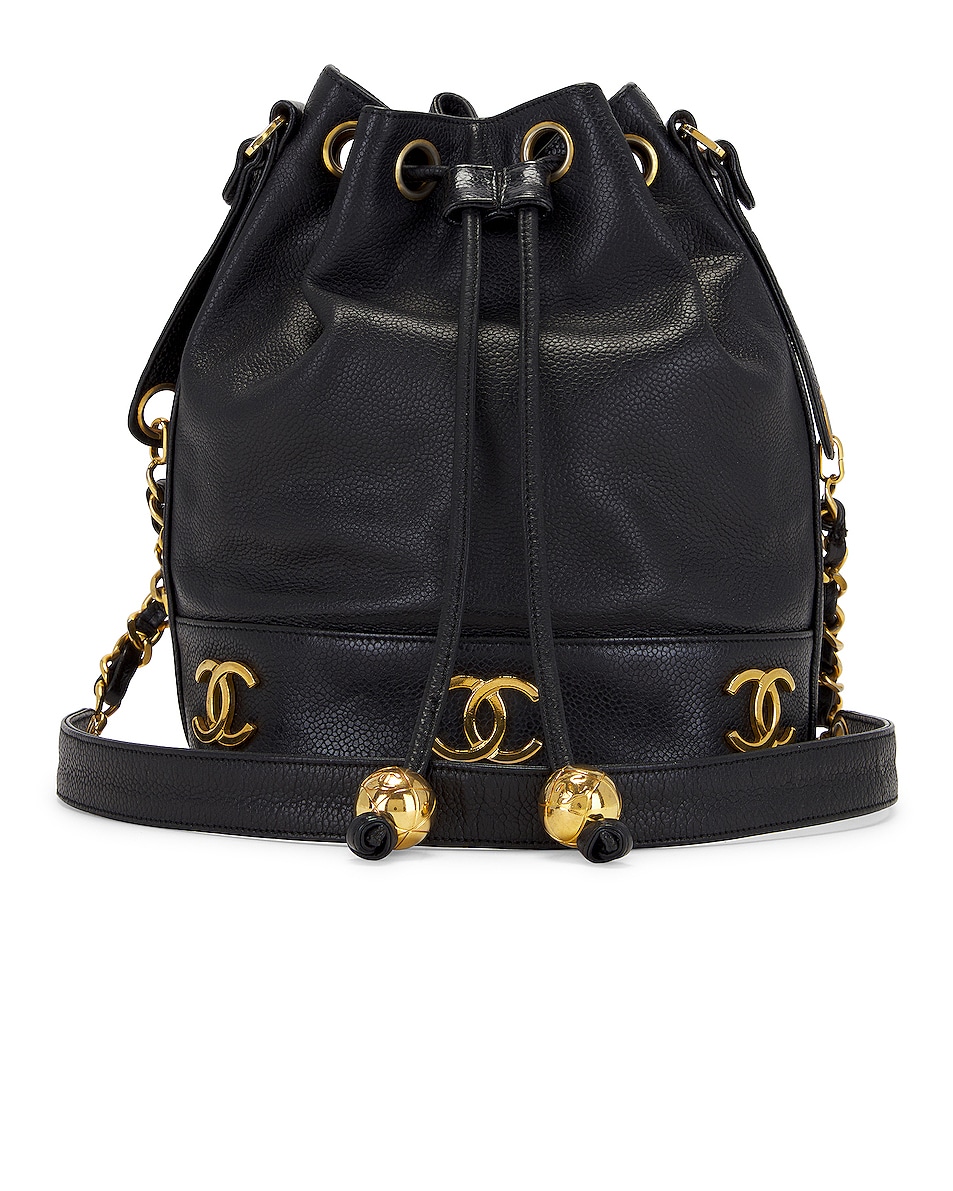 Image 1 of FWRD Renew Chanel Caviar Triple Coco Bucket Bag in Black