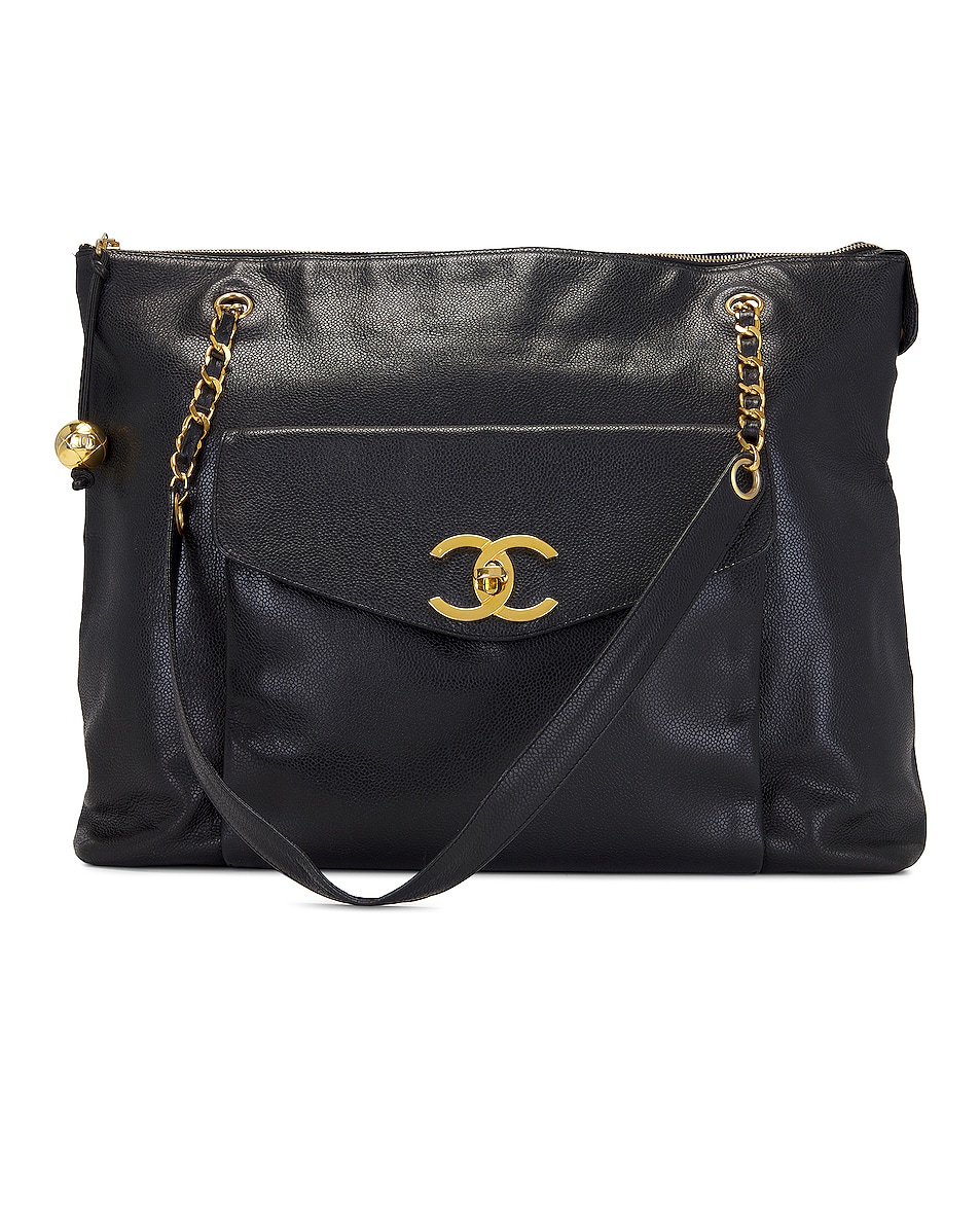 Image 1 of FWRD Renew Chanel Vintage Caviar Front Pocket Shoulder Bag in Black